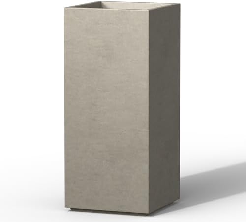 Kante Modern Home Minimalist 27.6" Tall Weathered Concrete Column Planter by Unknown