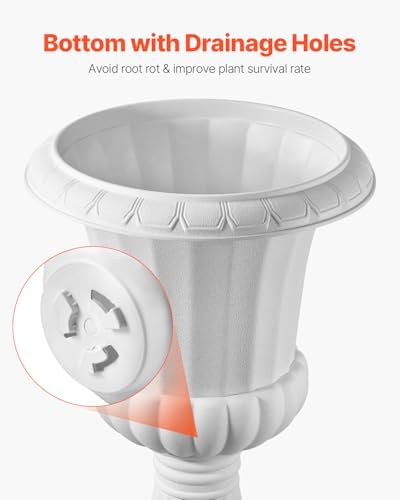 VEVOR Plastic Urn Planters, 15.8 x 26.4 Inch, 2 Pack White Classic Flower Pots Front Porch Planters, Indoor & Outdoor Vase for Wedding, Party, Event, Home, Stage, Garden, Balcony, Patio Decoration - Image 5