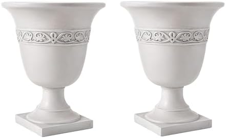 Christopher Knight Home Sical Round Concrete Planter Set of 2, 2 Pack Garden Flower Pot with Drainage Hole, MGO Patio Urn Planter for Outdoor Plants, Outdoor Planter Box, No Assembly, Antique White - Image 4