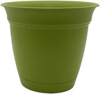 The HC Companies Eclipse Round Planter with Saucer - Outdoor & Indoor Plant Pot with Drainage Holes - Lightweight, UV-Resistant Plastic Pots for Plants, Flowers & Herbs (16" Peridot, Pack of 1) by TheHCCompanies