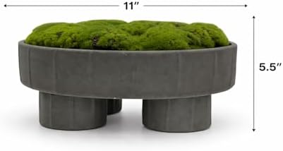 Quad Pedestal Moss Bowl | 11 Inch Matte Black | Artificial Moss Centerpiece | Modern Decorative Bowl - Image 3