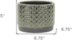 HomeRoots 7" Gray Geometric Ceramic Indoor Outdoor Round Pot Planter - Image 5
