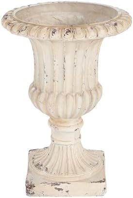Christopher Knight Home Danny Patio Planter, Light Concrete Planter, Mid-Century Modern Urn, Floral Statue Design, Large Garden Pot, Flower Urn with Drainage Hole for Backyard Home, Antique White - Image 3