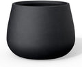Kante Modern Home Minimalist 18.1" Dia Raven Black Concrete Curved Planter by Unknown