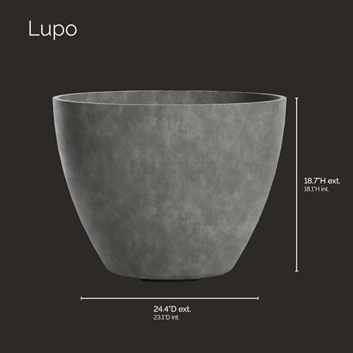 Lupo Tapered Indoor/Outdoor Planter, 24x18in Grey Stone - Image 2