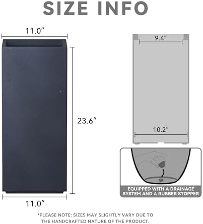 Kante Charcoal Concrete Planter 23.6" Tall All-Weather Square Accent Pot - Image 2