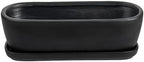 MyGift Black Ceramic Indoor Planter Pot with Drainage Hole & Saucer - Image 6