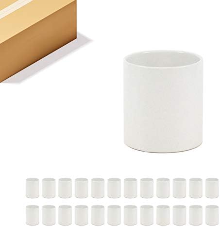 WGVI Matte White Ceramic Cylinder Vase Width 3.75" Height 4", Flower Arrangements, Candle Holder, Terrarium Planter Pot, Tabletop Storage Container Organizer Pen Brush Holder, Bulk Wholesale, 24 Pcs by WGVInternational-OpusGlassware