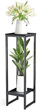 37.4" Tall Plant Stands indoor, 2-Tier Modern Corner Plant Stand Shelves, Square Plant Tables Pedestal Stand for Living Room, Metal Single Plant holder for Indoor Plants by HalloweenDecorations