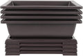 JEUIHAU 4 Pack 11 Inches Plastic Bonsai Training Pots, Bonsai Tree Pot with Humidity Trays, Rectangular Plastic Bonsai Planter for Succulent, Herb, Flower, Potted Plant by JEUIHAU