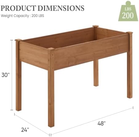 DUMOS 48x24x30 Inch Raised Garden Bed, Elevated Wood Planter Box with Legs - Image 5