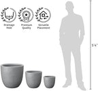 Kante Round Concrete Planter, Large Outdoor Indoor Garden Pots with Drainage Hole, 14-Inch Diameter Flower Pots for Patio, Garden and Home, Gray - Image 7