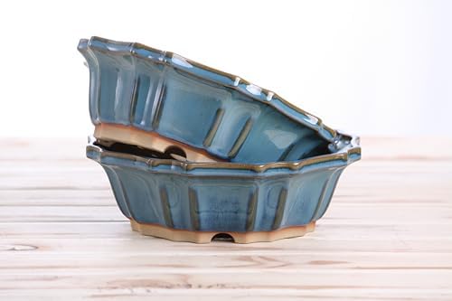 Willow Bonsai Ceramics Flower Design Bonsai Pot 8 Inch – Elegant Ceramic Bonsai & Succulent Planter, High‑Fired Frost‑Proof Stoneware with Drainage & Wiring Holes, Handmade in USA (Peacock 2025) - Image 7