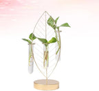Abaodam Golden Leaf Iron Frame Glass Flower Vase with 3 Test Tubes Hydroponic Planter for Home Plant Propagation and Floral Arrangement Decor - Image 7