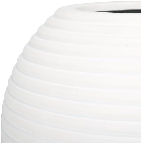 SAFAVIEH Outdoor – Mora White Ficonstone Cement Planter Pot, Fully Assembled Decorative Outdoor Planter, Smooth Orb Design, Frost-Resistant with Drainage (PAT1534C) - Image 3