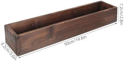 Kisangel Large Rectangular Carbonized Wood Planter Box for Indoor and Outdoor Succulents with Drainage Hole, Rustic Wooden Window Sill Flower Pot for Balcony Gardening - Image 2