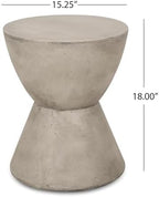 ø15.25'' Concrete Side Table End Table for Outdoor & Living Room, Modern Round Circle Hourglass Style, Durable and Lightweight, Cement Material, No Assembly, Light Gray - Image 2
