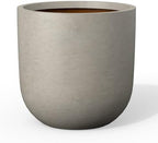 Kante Accent Round Capsule Weathered Concrete Planter 13.8" Dia, Outdoor by Unknown
