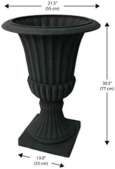 Algreen Acerra Urn Planter 21.25-in. Diameter by 30-in. H, Black Stucco - Image 2