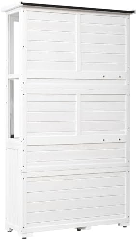 Wooden Cold Frame Greenhouse, Large Wood Tool Storage Shed, Garden Cold Frame with Adjustable Shelves for Outdoor, Backyard, Patio, Lawn, White - Image 6
