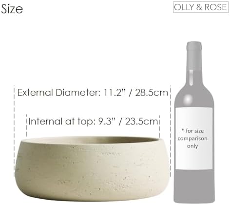Olly & Rose Large Ceramic Planter Bowl Shallow Plant Pot - Off White Cream Ivory Flower Pot Indoor and Outdoor Decorative Bowl Garden and Home Décor - Image 6