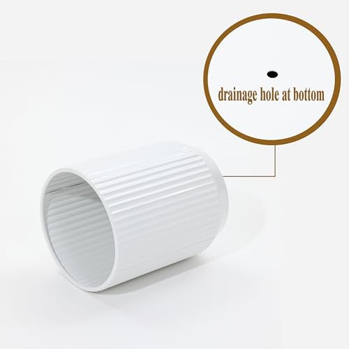 LuxenHome PSet of 2 White Planter with Gold Metal Stand - Image 5