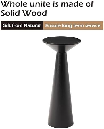 COZAYH Farmhouse Tall Pedestal End Table, Solid Wood Martini Table, Black - Image 3