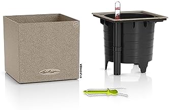 Lechuza Canto Stone 14 Sand Beige, Self-Watering Small Square Planter, H5.5 L5.5 W5.5 in - Image 2