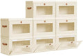 Homsorout Large Closet Storage Bins - Collapsible Clothing Organizer with Handles & Window, Decorative Bin with Lids, Linen Closet Organizers for Living Room, Dorm, 8 Pack, Beige by Homsorout