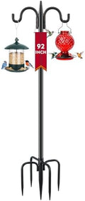 Gtongoko Bird Feeder Pole for Outdoors Heavy Duty, 92 Inch Double Shepherds Hook with 5-Prong Stable Base, 3/4 Inch Thick Hummingbird Feeder Stand for Hanging Plants, Lanterns, 1 Pack by Gtongoko