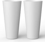 Kante Set of 2 White Concrete Round Planters 15.8" Tall Home & Outdoor by Unknown
