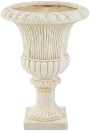 Christopher Knight Home Kyra 24.02" H Classical Urn Planter, MGO Round Outdoor Flower Pot, Weather-Resistant Outdoor Planter for Backyard Hallway, Fluted Relief Pedestal Planter Pot, Antique White - Image 6