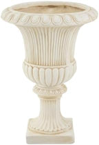 Christopher Knight Home Kyra 24.02" H Classical Urn Planter, MGO Round Outdoor Flower Pot, Weather-Resistant Outdoor Planter for Backyard Hallway, Fluted Relief Pedestal Planter Pot, Antique White - Image 6