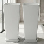 FENCY Set of 2 Tall Outdoor Planters for Climbing Plants, White - Image 7