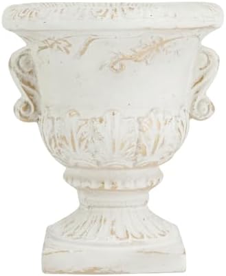 White and Gold Decorative Urn Planter, 9.4 x 10.6 Inch - Image 2