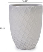 Artisan Crafted Ceramic Plant Pot Patio Garden Planter Drainage Hole Thick Clay Vessel Breathable Heavy Holder Sculptural Container Herbs Succulents Citrus Tree Balcony Decorative Accent (White) - Image 5