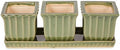 DII Ceramic Planter Collection Herb Pot Set, Green Square, 12x4x4 by DII