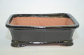 Bonsai Ceramic Pot 8", Black Color, Glazed with draining Holes. by Unknown