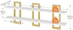 HOOBRO Floating Shelves, 15 Inch Wall Shelf Set of 3, Wall Mounted Storage Shelves 2-Tier, Hanging Bathroom Shelves, for Living Room, Bedroom, Bathroom, Kitchen, White and Gold DW32BJP301 - Image 2