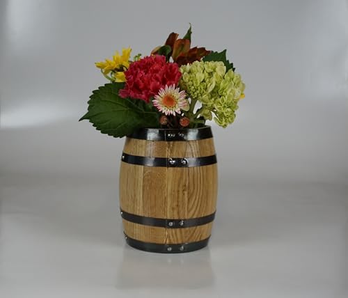 5 Inch Tall Small Whiskey Barrel Planter Pot, Solid Oak Wood for Outdoor Garden by THOUSANDOAKSBARREL