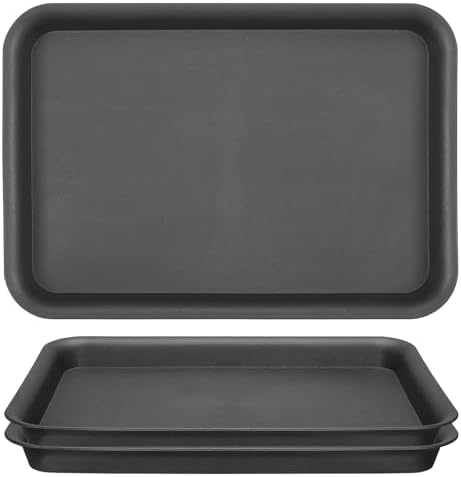 GREANER 20 Inch Plant Trays, 3Pcs Black Pebble Tray for Plant Humidity, Planter Trays and Saucers for Indoors and Outdoors Use by GREANER