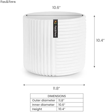 Fox & Fern Large Planter for Indoor or Outdoor, Matte White, 12 Inch - Image 6