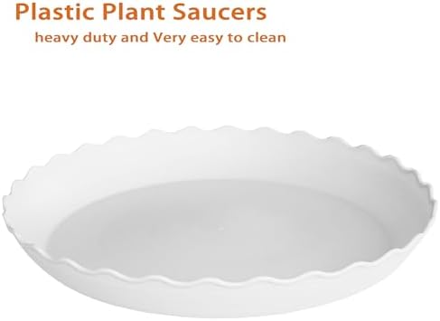 4 Pack of 16 inch Plant Saucer, Depth Large Plant Tray, Heavy Duty Plant Trays for Indoors no Holes, Plastic Pot Tray for Planter (White) - Image 3