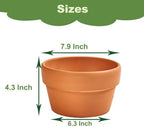 8 Inch Shallow Terracotta Pot for Succulent - 2 Pcs Large Clay Planter Pots with Drainage Hole, Shallow Plant Pottery Pots for Cactus Succulent and Other Indoor Outdoor Plants - Image 2