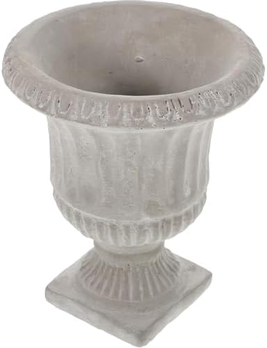 Cabilock Cement Flower Vase Urn Planter 6.29 Inch Retro Succulent Pots with Vertical Stripes for Indoor Outdoor Garden Decor by cabilock