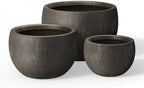 Kante 3-Pack 19.9" 15.7" 11.8" W Round Vintage BRN Concrete Planters by Unknown