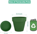 vensovo 6 Inch Green Terracotta & Clay Pots with Saucer, 4 Pack - Image 4