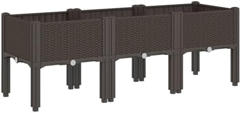 Gecheer Elevated Garden Planter Box with Legs, 47x16x17 Inch Brown Raised Planter for Outdoor Patio Terrace, Durable PP Rattan Look Flower Pot for Vegetables Herbs Climbing Plants - Image 2