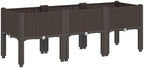 Gecheer Elevated Garden Planter Box with Legs, 47x16x17 Inch Brown Raised Planter for Outdoor Patio Terrace, Durable PP Rattan Look Flower Pot for Vegetables Herbs Climbing Plants - Image 2