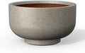 Kante Small Round Pedestal Weathered Concrete Planter 13.8" Dia, Outdoor by Unknown